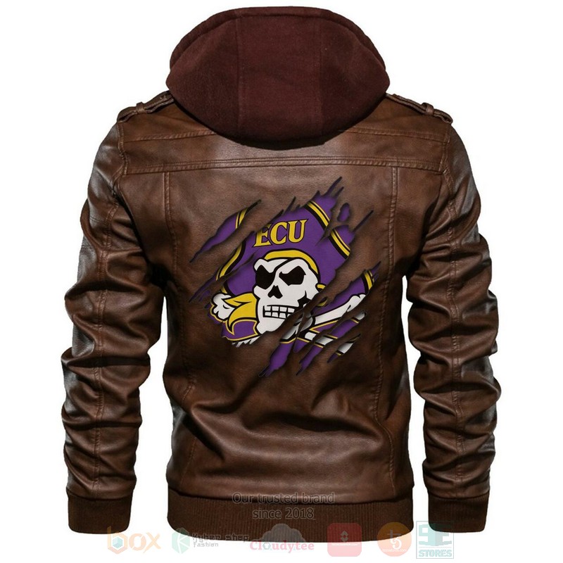 East Carolina Pirates NCAA Brown Motorcycle Leather Jacket