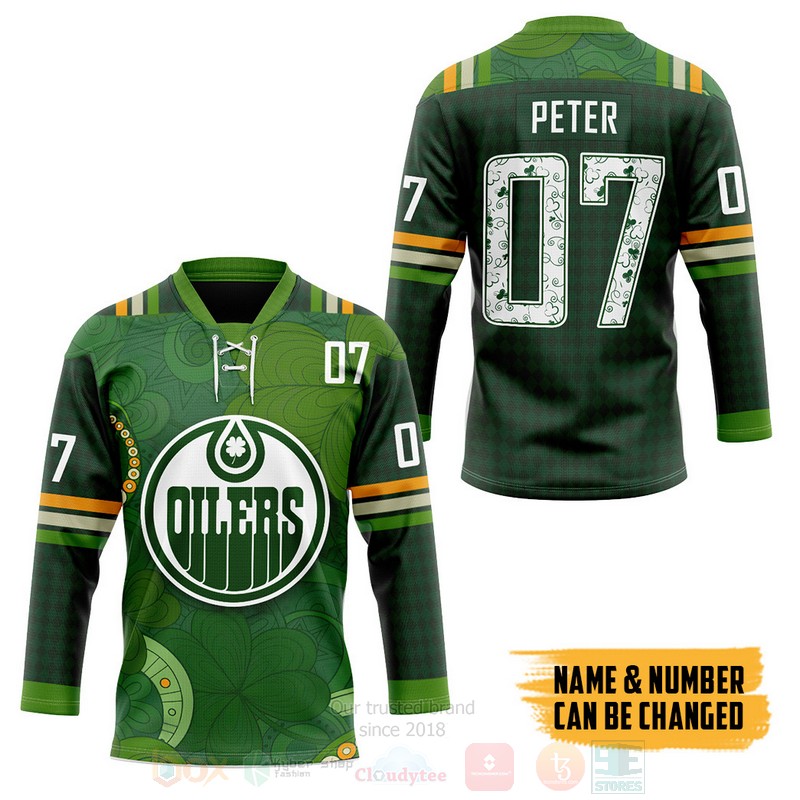 BEST Edmonton Oilers NHL 2022 St Patrick Day Personalized Jersey Hockey 3 Edmonton Oilers NHL 2022 St Patrick Day Personalized Hockey Jersey 1 2