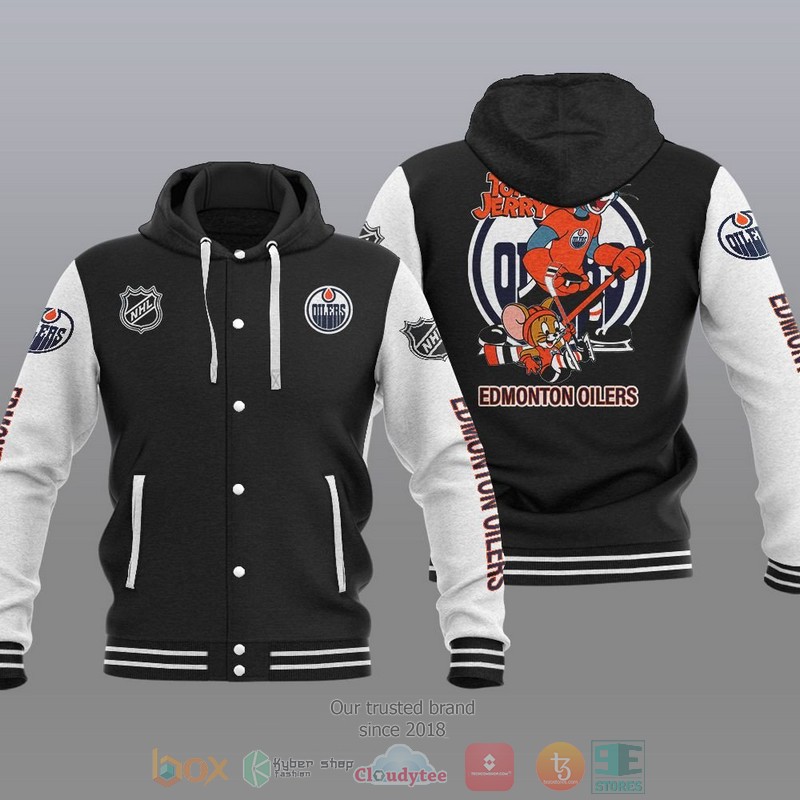 Edmonton Oilers NHL Tom And Jerry Baseball Hoodie Jacket