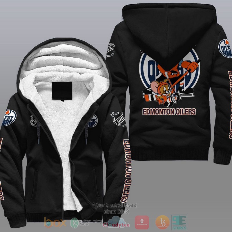 NEW Edmonton Oilers NHL Tom And Jerry Fleece Hoodie Jacket 9 Edmonton Oilers NHL Tom And Jerry Fleece Hoodie
