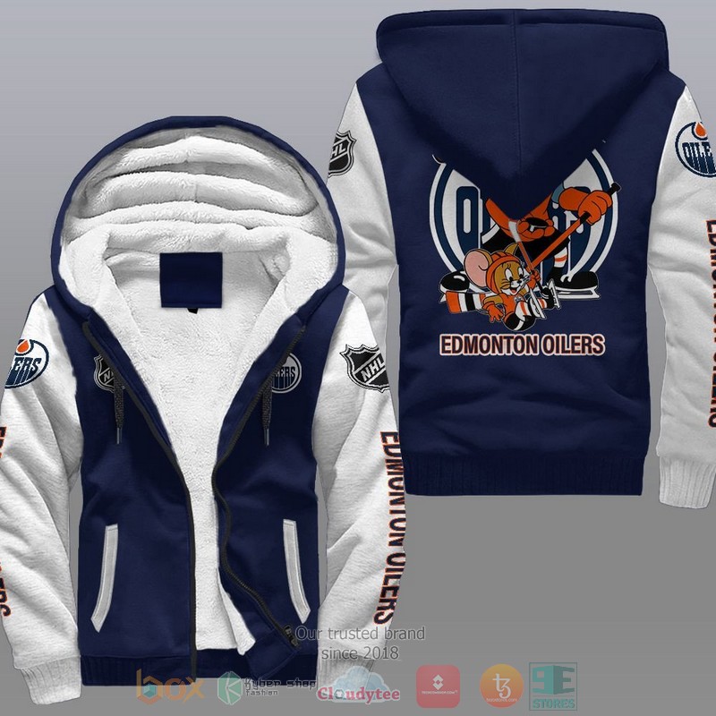 NEW Edmonton Oilers NHL Tom And Jerry Fleece Hoodie Jacket 3 Edmonton Oilers NHL Tom And Jerry Fleece Hoodie 1 2