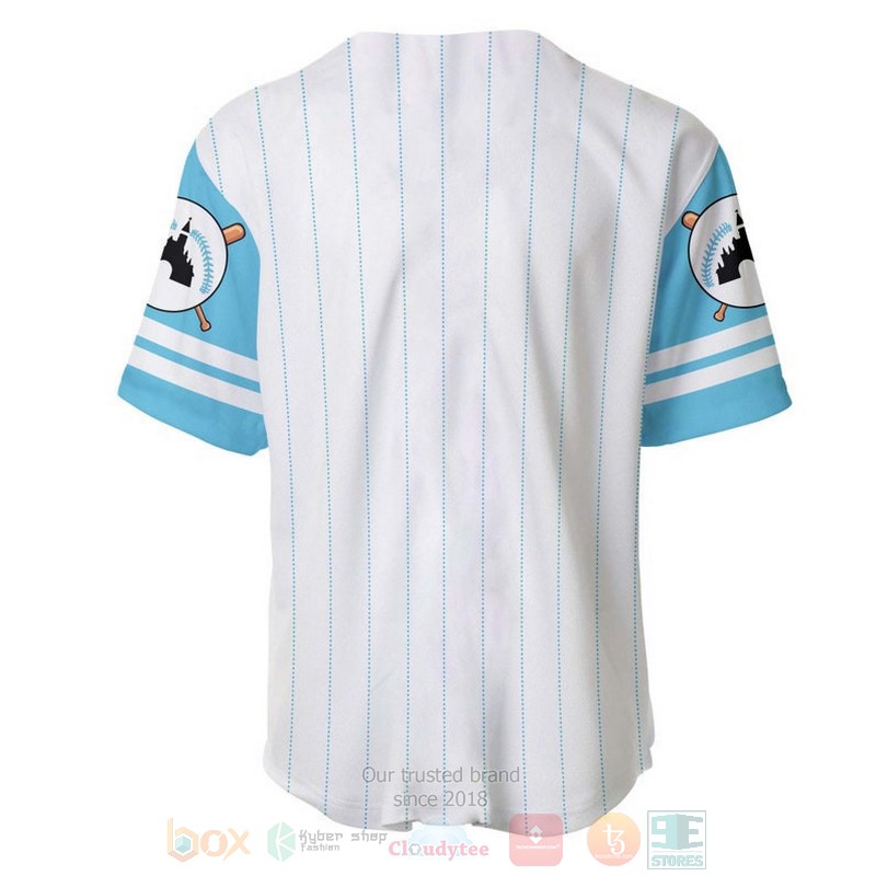BEST Elsa Princess Frozen Printed Pinstripe White Baseball Jersey Shirt 3 Elsa Princess Frozen All Over Print Pinstripe White Baseball Jersey 1 2