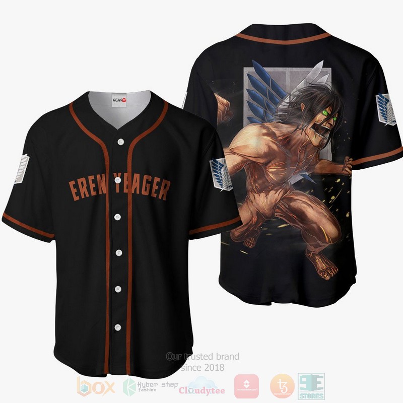 HOT Eren Yeager Titan Attack On Titan Anime Baseball Jersey shirt 7 Eren Yeager Titan Attack On Titan Anime Baseball Jersey