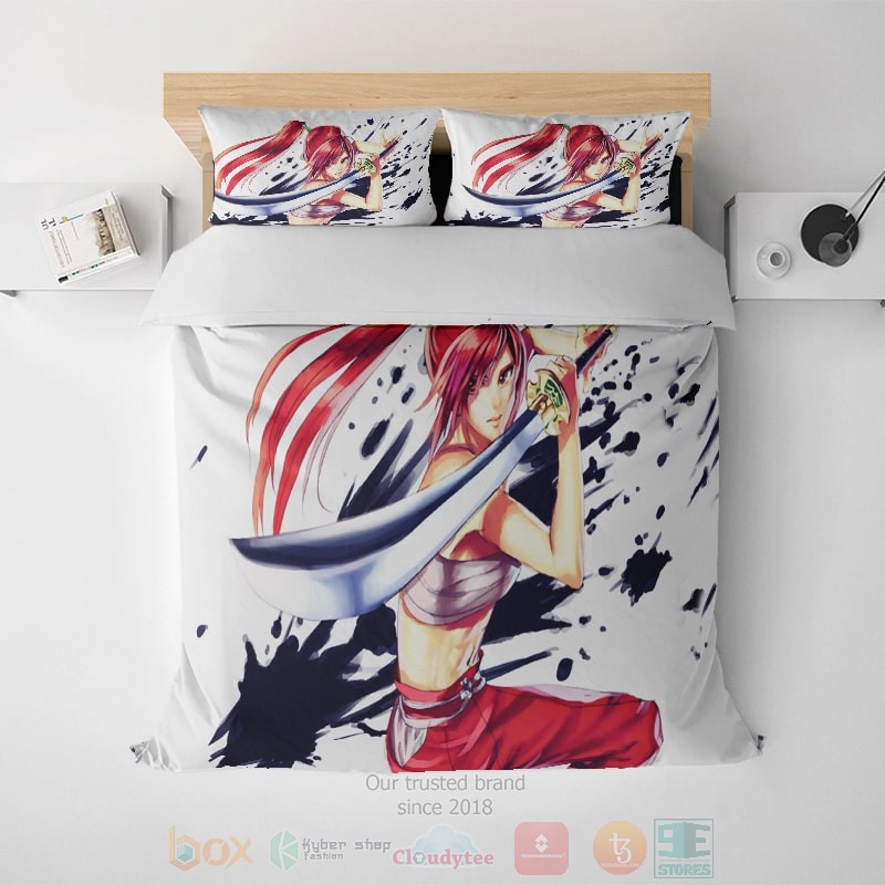 HOT Erza Scarlet Katana Embossed Fairy Tail Bedroom Bedding Set 6 Erza Scarlet Katana Embossed Fairy Tail Bedding Set