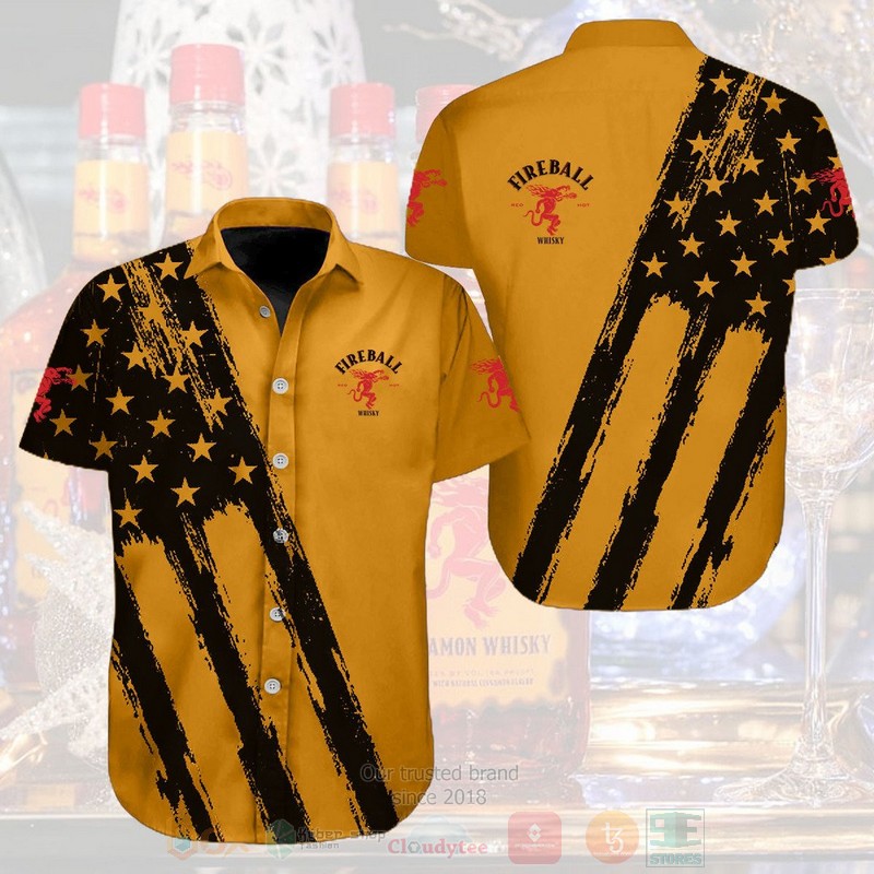 Fireball American Flag Hawaiian Shirt