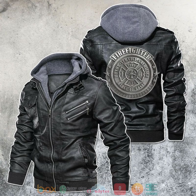 Firefighter Life Badge Of Honor Motorcycle Leather Jacket