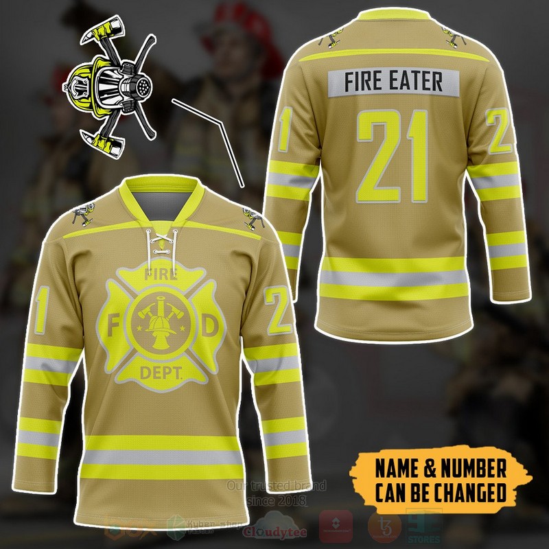 BEST Fireman Personalized Jersey Hockey 3 Fireman Personalized Hockey Jersey 1 2