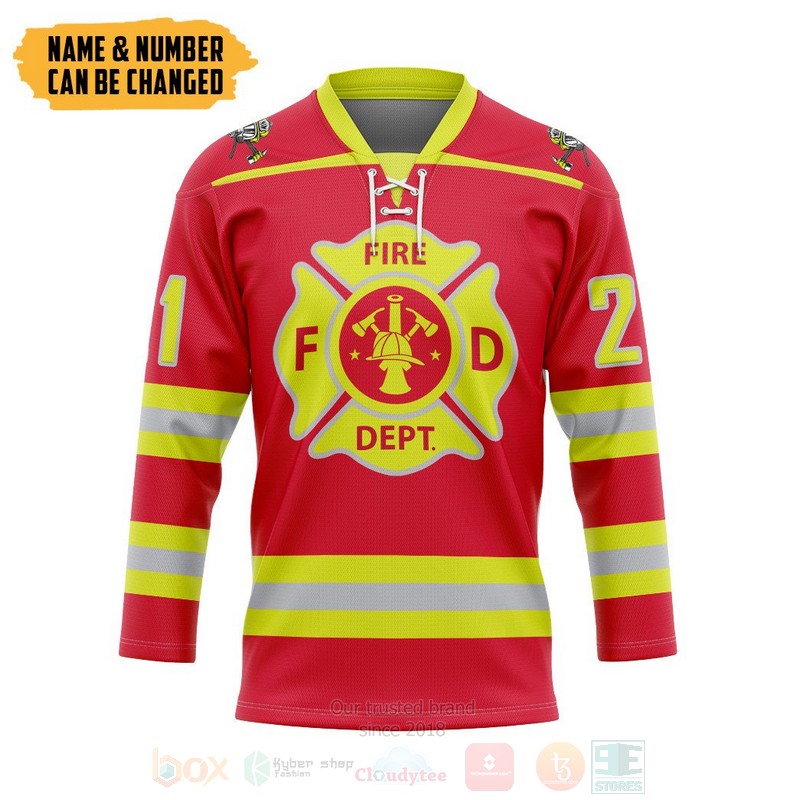 Fireman Personalized Red Hockey Jersey