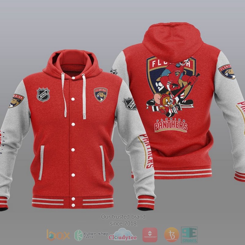 NEW Florida Panthers NHL Tom And Jerry Hoodie Baseball Jacket 5 Florida Panthers NHL Tom And Jerry Baseball Hoodie Jacket 1 2 3 4