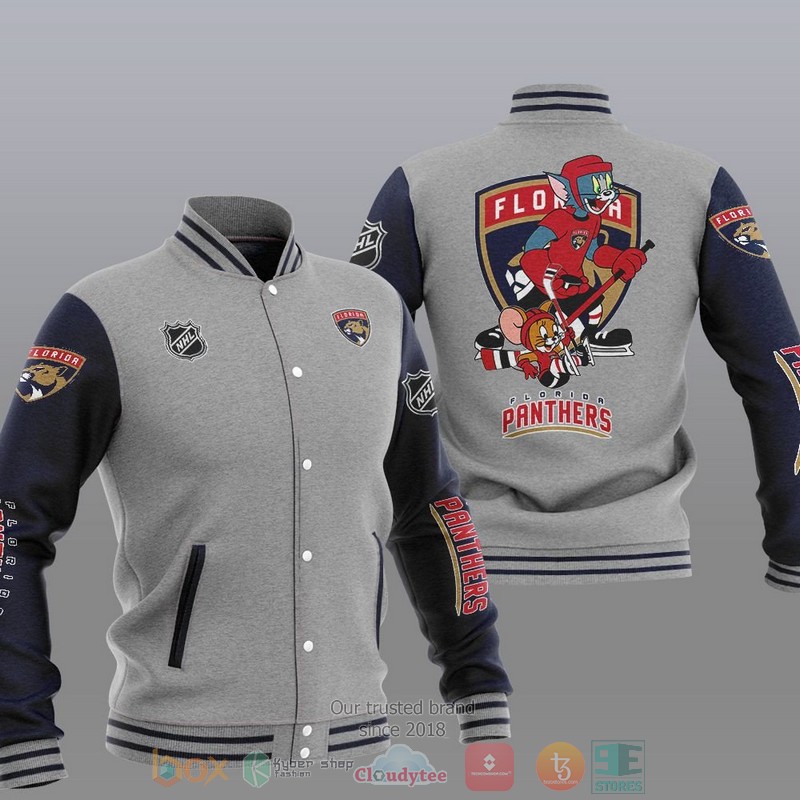 NEW Florida Panthers NHL Tom And Jerry Varsity Baseball Jacket 2 Florida Panthers NHL Tom And Jerry Baseball Jacket 1