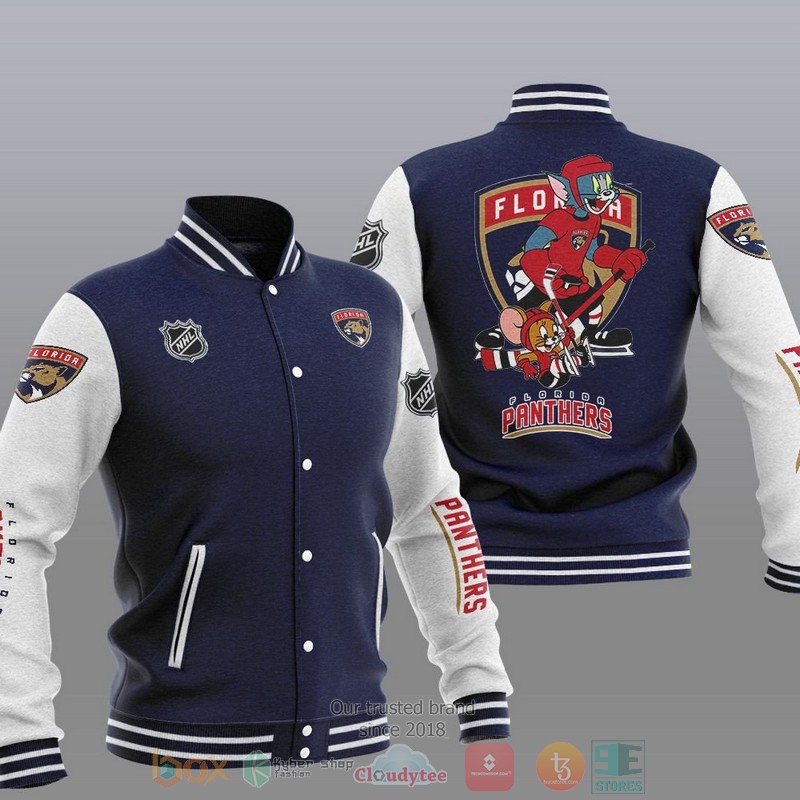 NEW Florida Panthers NHL Tom And Jerry Varsity Baseball Jacket 3 Florida Panthers NHL Tom And Jerry Baseball Jacket 1 2