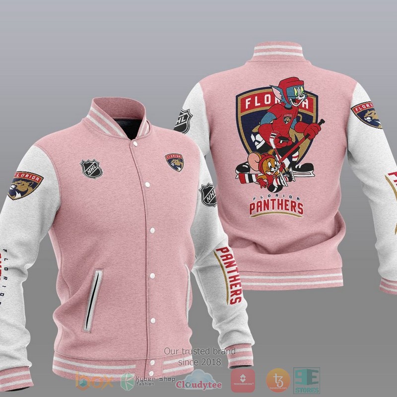 NEW Florida Panthers NHL Tom And Jerry Varsity Baseball Jacket 4 Florida Panthers NHL Tom And Jerry Baseball Jacket 1 2 3