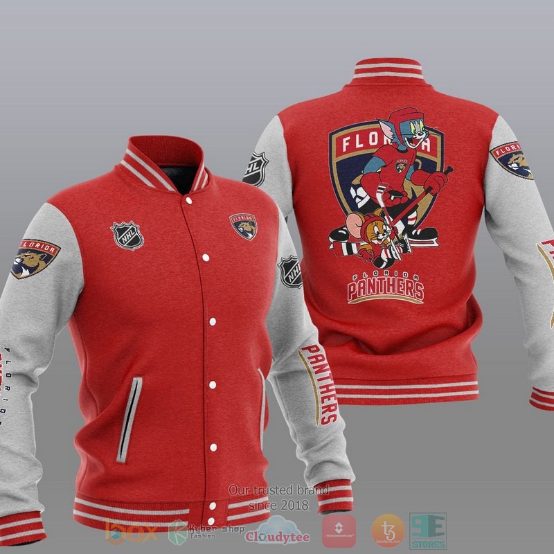 NEW Florida Panthers NHL Tom And Jerry Varsity Baseball Jacket 5 Florida Panthers NHL Tom And Jerry Baseball Jacket 1 2 3 4