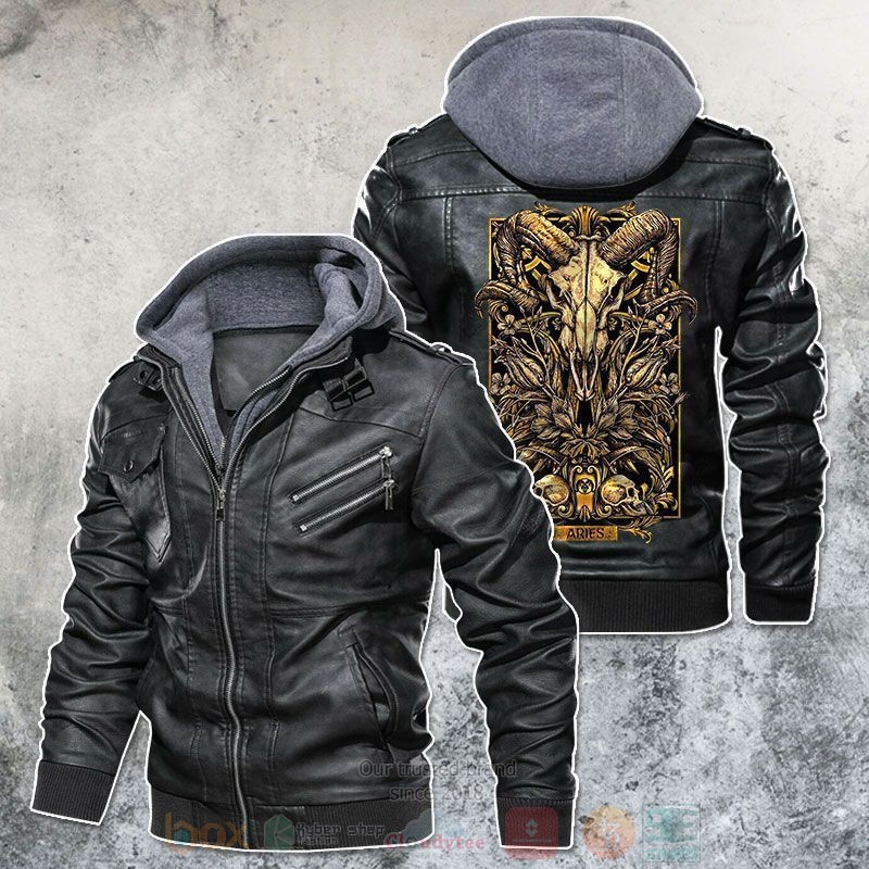 For Zodiac Aries Motorcycle Satan Leather Jacket