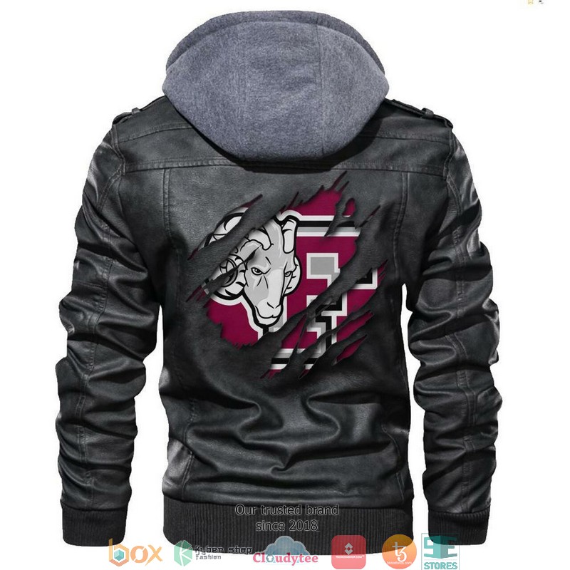 Fordham Rams NCAA Black Motorcycle Leather Jacket