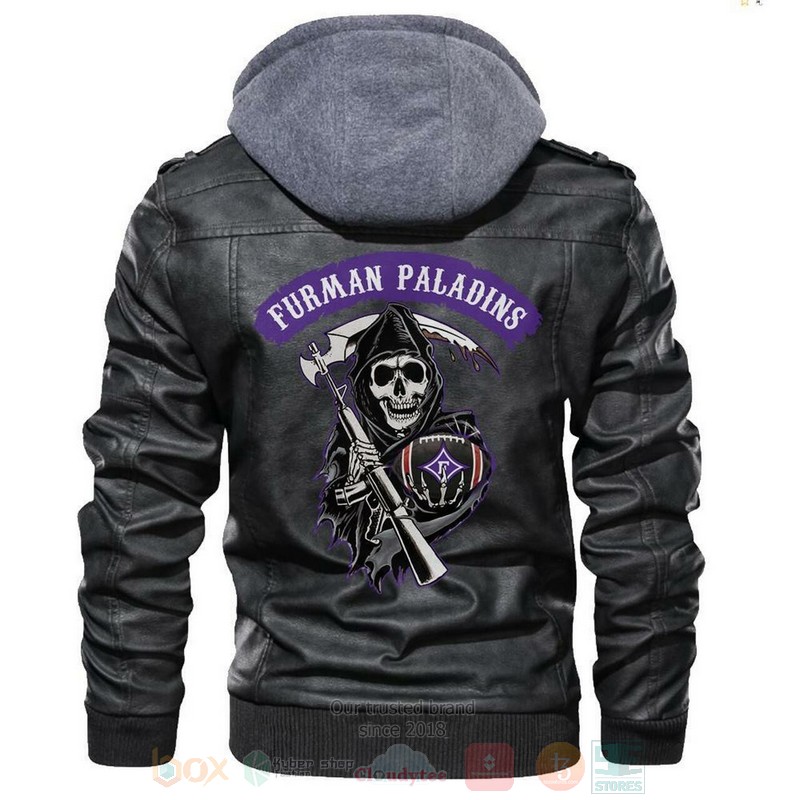 Furman Paladins NCAA Football Sons of Anarchy Black Motorcycle Leather Jacket