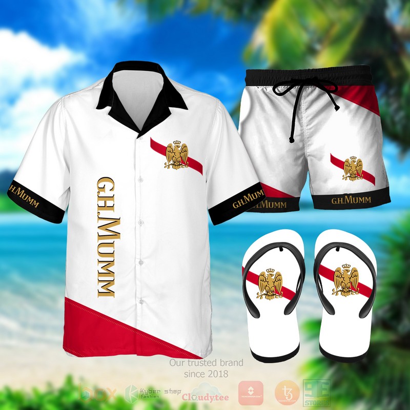 G H Mumm et Cie Hawaiian Shirt Short Flips Flops