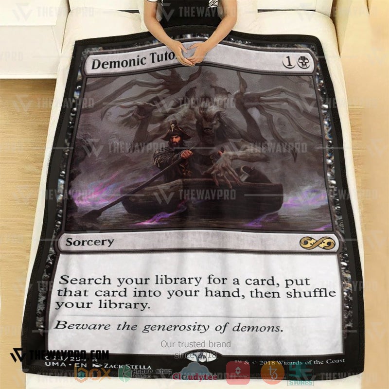 Game Magic The Gathering Demonic Tutor Soft Blanket 1