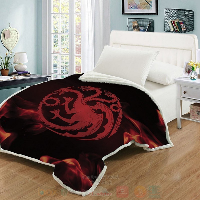 BEST Game of Thrones House Targaryen Custom Sherpa Blanket 3 Game of Thrones House Targaryen Custom Throw Blanket 1 2