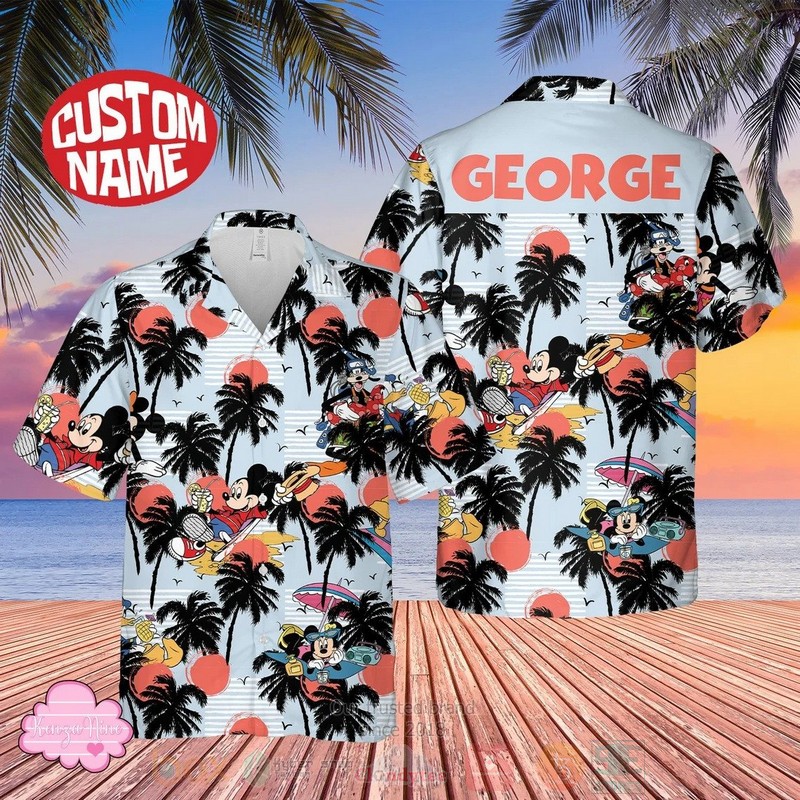 George Mickey Mouse Minnie Mouse and Friends Custom Name Hawaiian Shirt