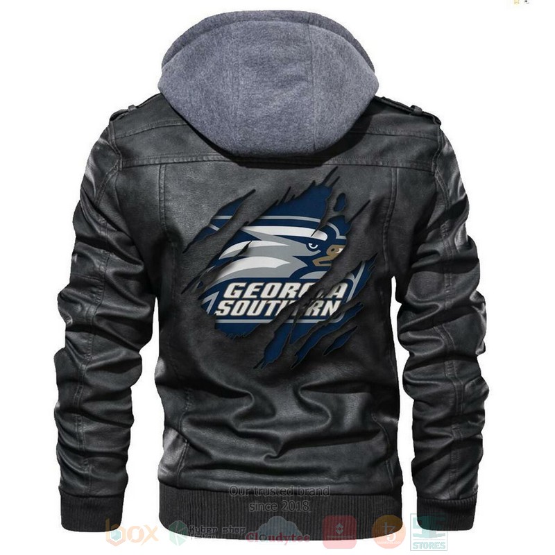 Georgia Southern Eagles NCAA Black Motorcycle Leather Jacket