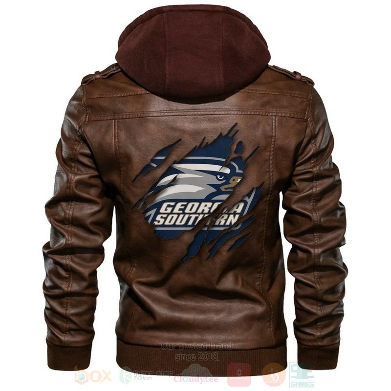 BEST Georgia Southern Eagles NCAA Champions Browns Zipper Jacket Leather 5 Georgia Southern Eagles NCAA Browns Leather Jacket