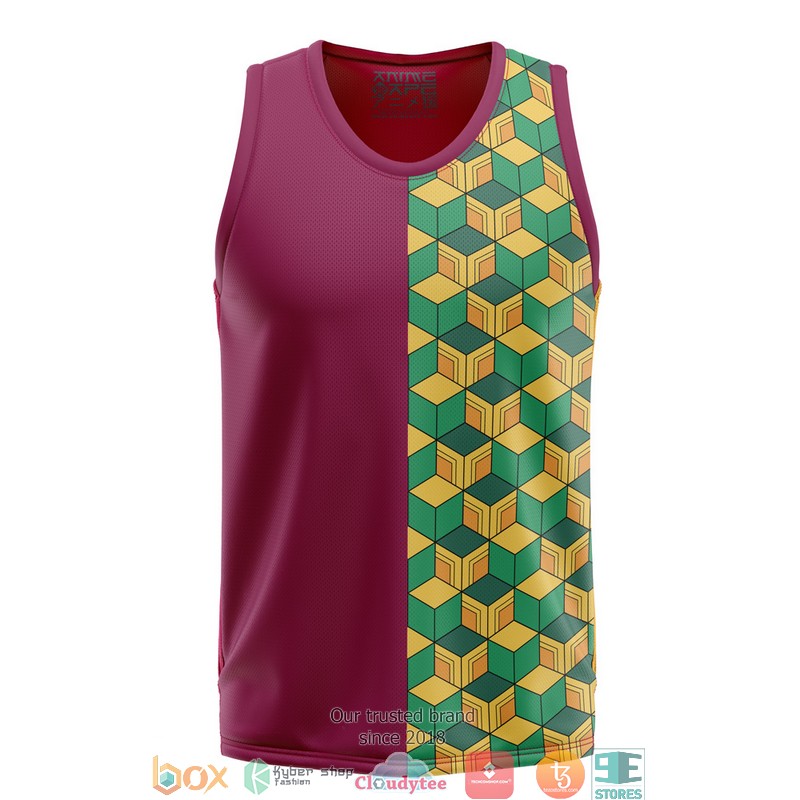 Giyu Tomioka Demon Slayer Red Basketball Jersey