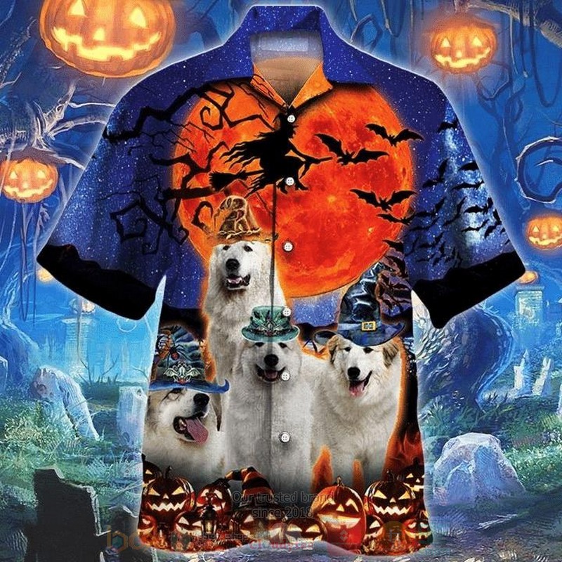 BEST Great Pyrenees Dog Lovers Halloween Night All Over Print Aloha Shirt 2 Great Pyrenees Dog Lovers Halloween Night Short Sleeve Hawaiian Shirt