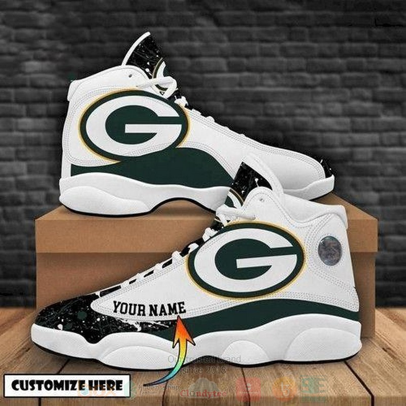 Green Bay Packers Football NFL Custom Name Air Jordan 13 Shoes