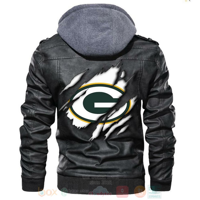 Green Bay Packers NFL Football Sons of Anarchy Black Motorcycle Leather Jacket