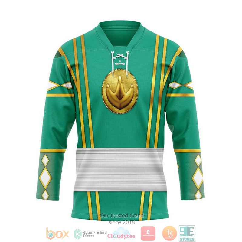 Green Ninja Mighty Morphin Power Rangers Ninjetti Hockey Jersey Shirt