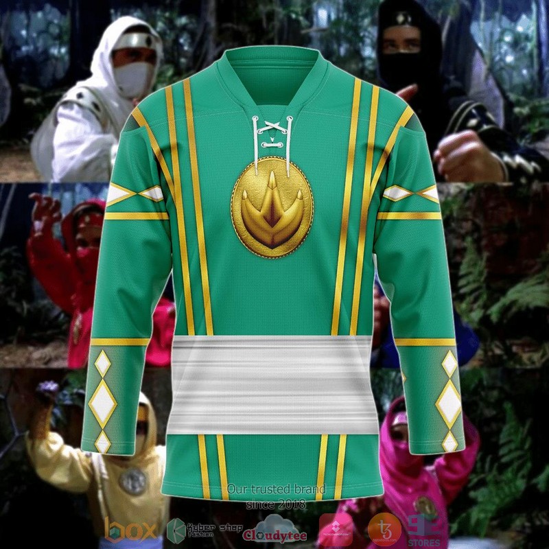 Green Ninja Mighty Morphin Power Rangers Ninjetti Hockey Jersey Shirt 3 Green Ninja Mighty Morphin Power Rangers Ninjetti Hockey Jersey Shirt 1 2