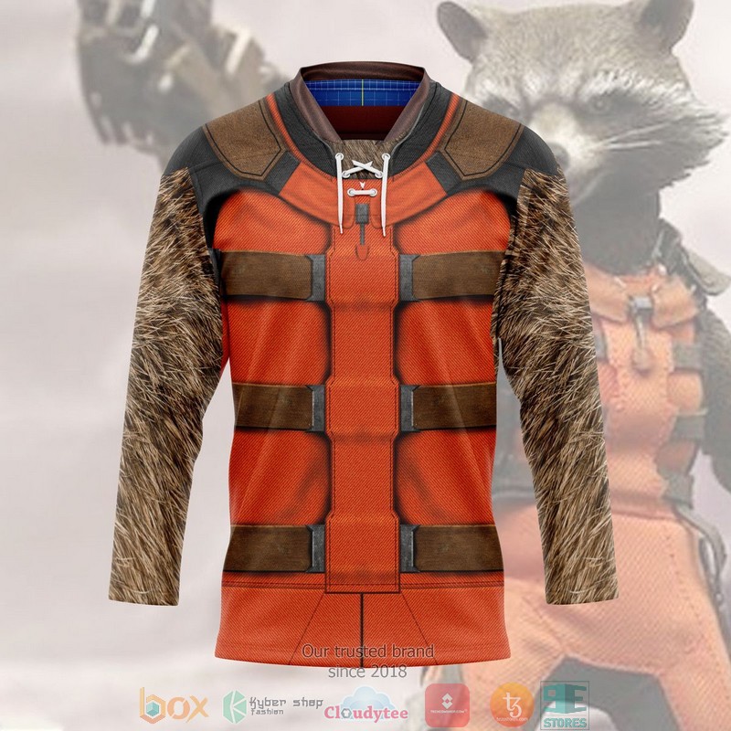 Guardians of the Galaxy 2 R Raccoon Hockey Jersey Shirt 3 Guardians of the Galaxy 2 R Raccoon Hockey Jersey Shirt 1 2
