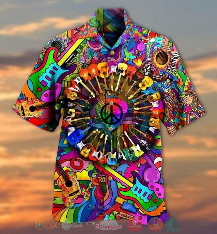 Guitar Love Peace Hawaiian Shirt