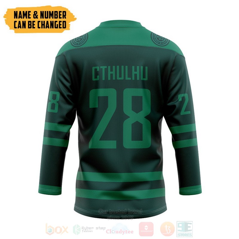 HP Lovecraft Cthulhu Miskatonic Personalized Green Hockey Jersey 1