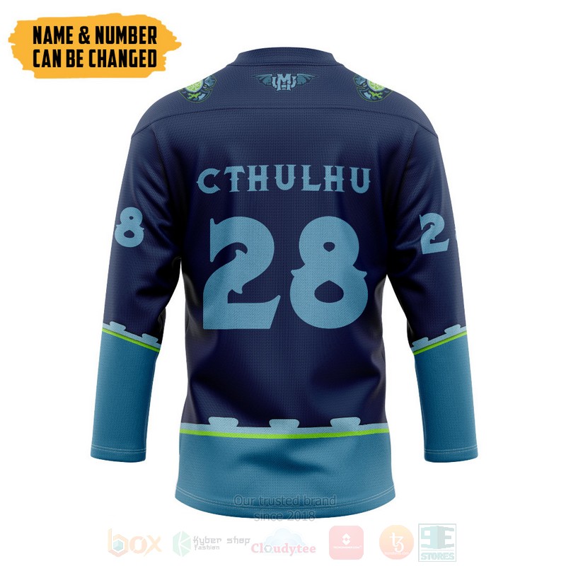 HP Lovecraft Cthulhu Miskatonic Personalized Navy Hockey Jersey 1