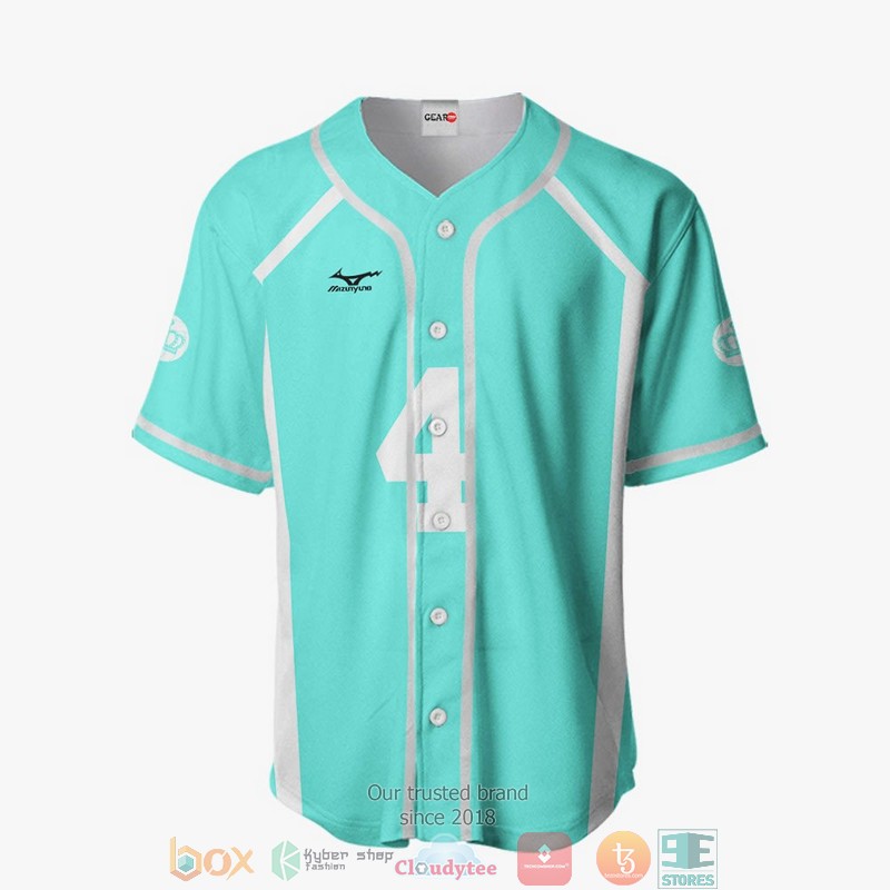 Hajime Iwaizumi Haikyuu Cyan Blue Baseball Jersey Shirt 2 Hajime Iwaizumi Haikyuu Cyan Blue Baseball Jersey Shirt 1