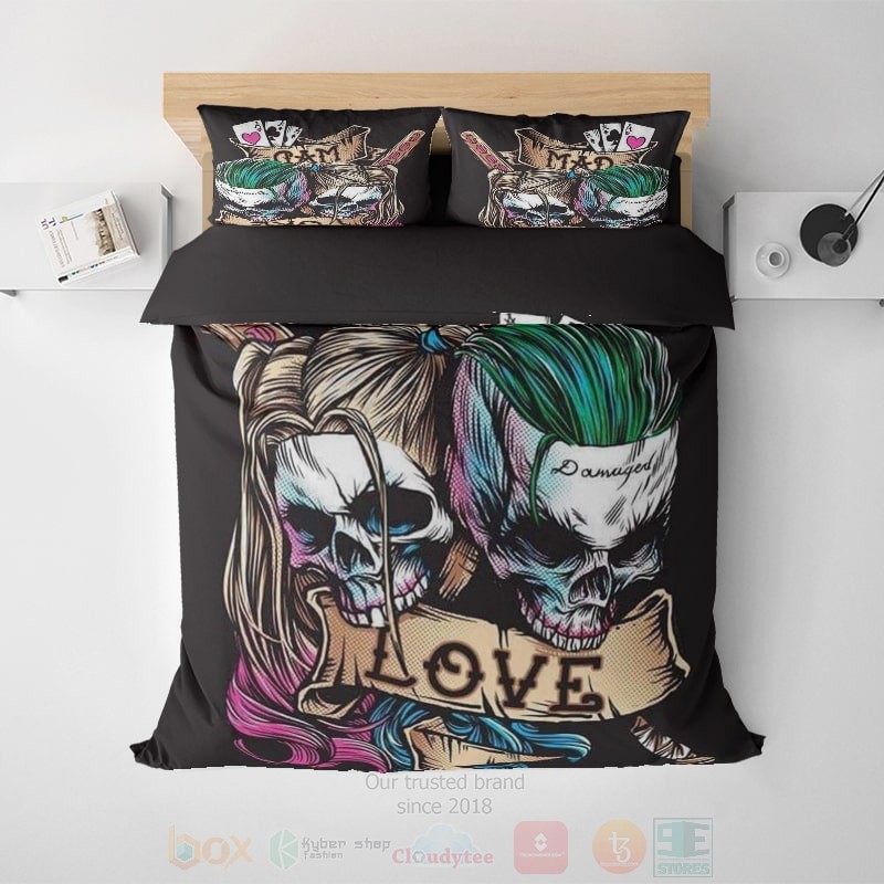 Harley Quinn Sheet Suicide Squad Skull Bedding Set
