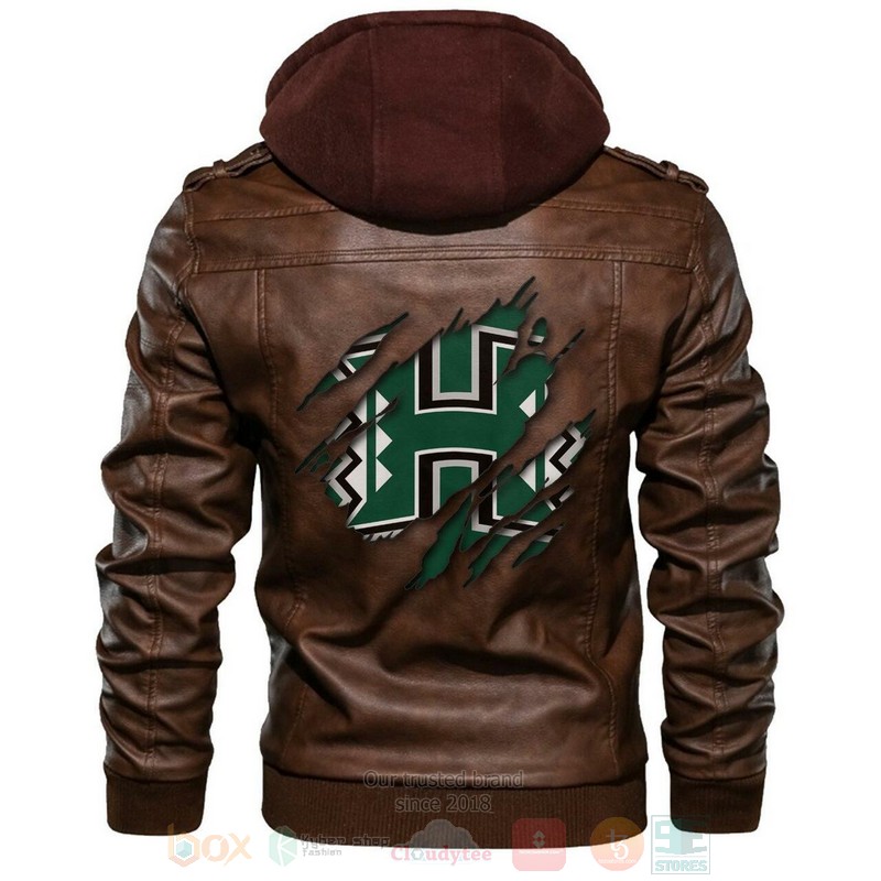 HawaiI Rainbow Warriors NCAA Brown Motorcycle Leather Jacket