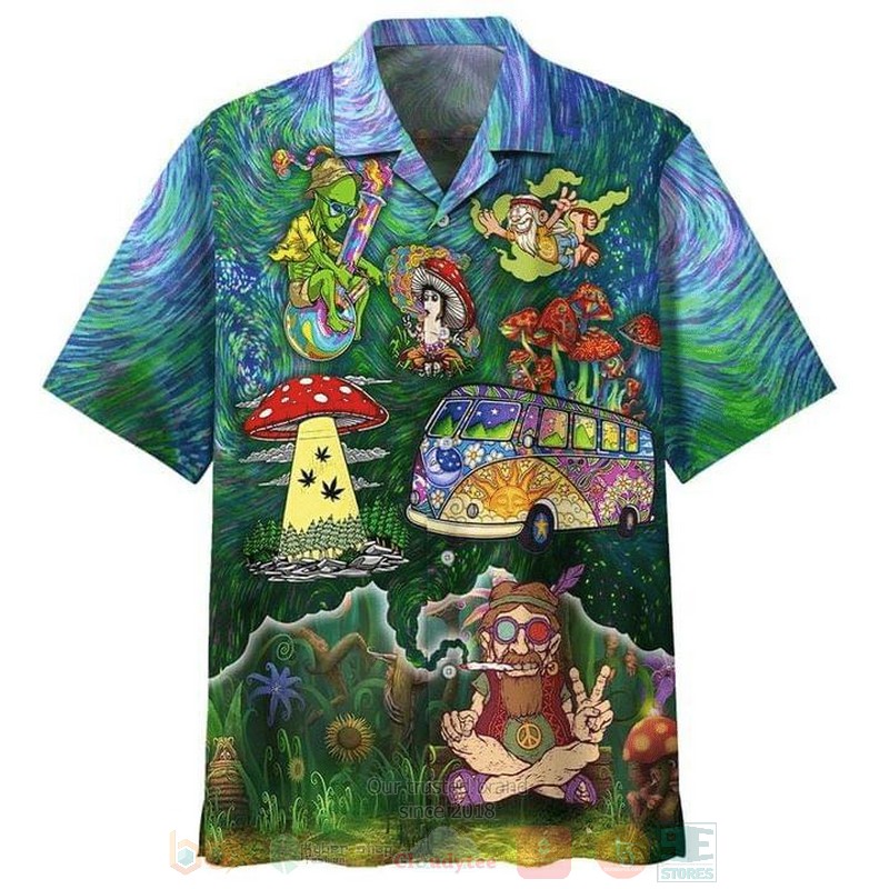 Hippie Cartoon Short Sleeve Hawaiian Shirt
