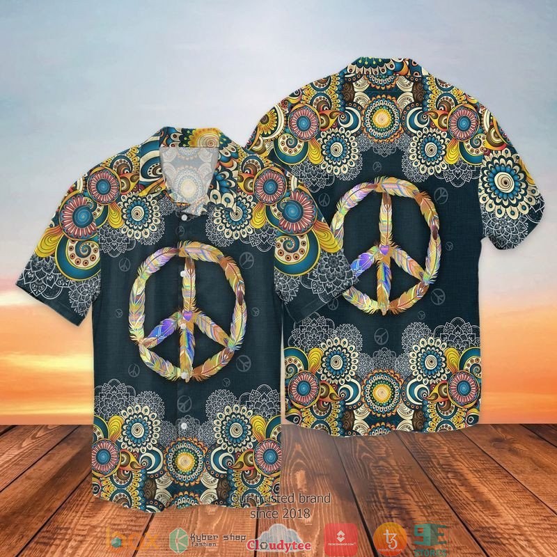 Hippie Peace Sign Short Sleeve Hawaiian Shirt 3 Hippie Peace Sign Short Sleeve Hawaiian Shirt