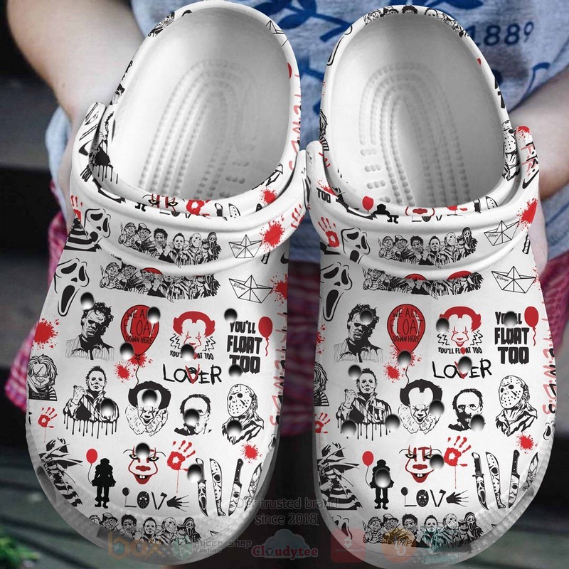 Horror Halloween White Crocband Crocs Clog Shoes