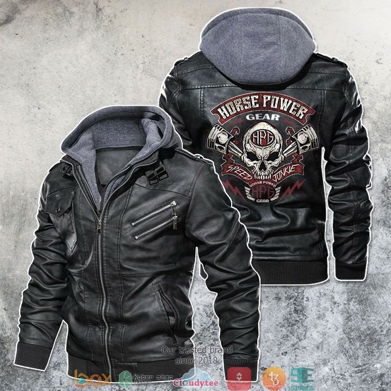 House Power Gear Skull Motorcycle Rider Leather Jacket