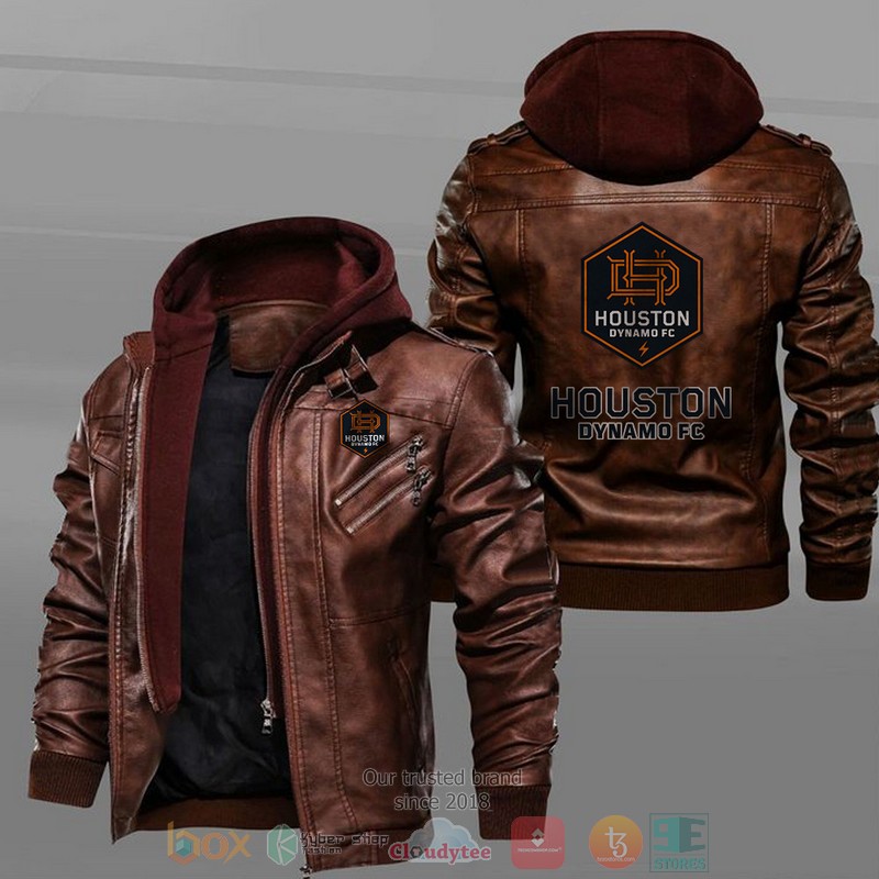 BEST Houston Dynamo FC Leather Jacket 2 Houston Dynamo FC Leather Jacket 1