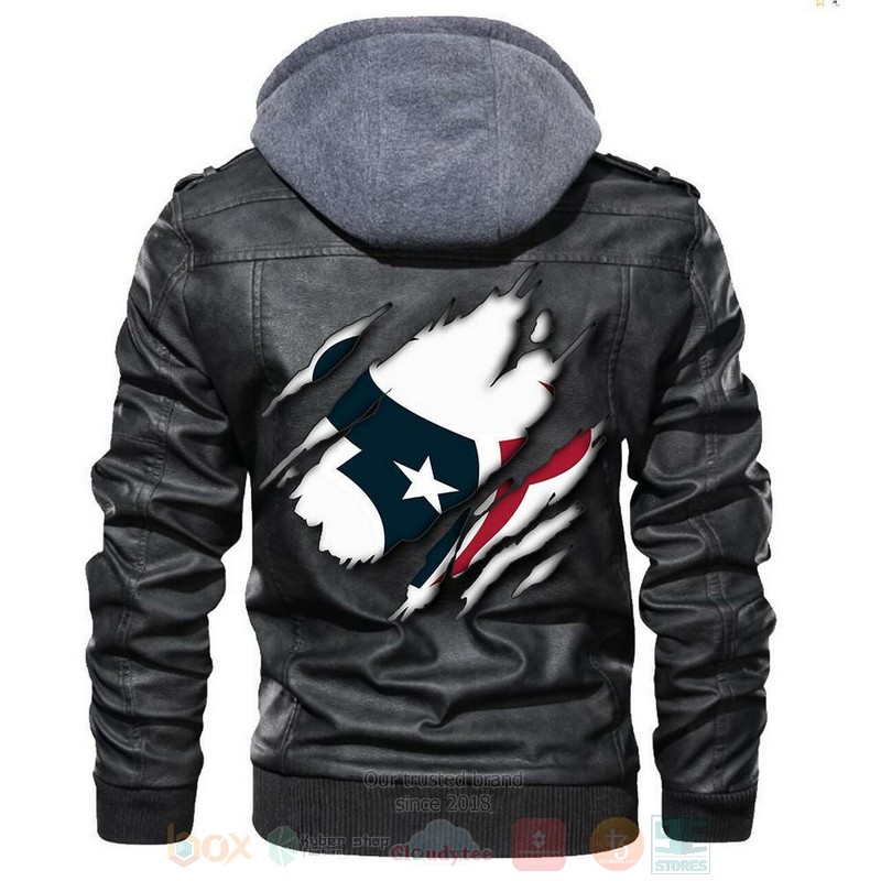 Houston Texans NFL Sons of Anarchy Black Motorcycle Leather Jacket