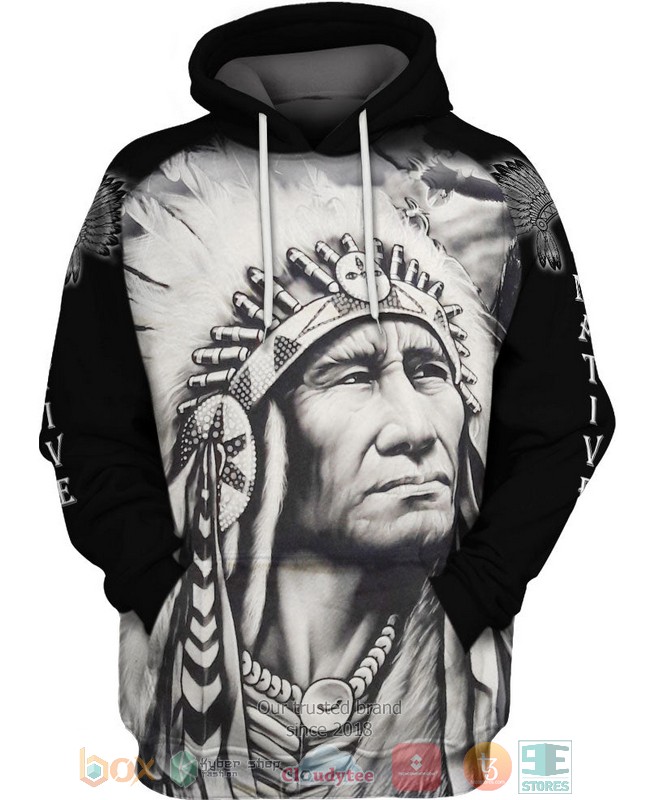 Native American black white 3D Shirt Hoodie