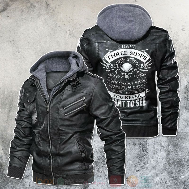 BEST I Have Three Side You Never Want To See Skull Rider Zipper Jacket Leather 4 I Have Three Side You Never Want To See SkullRider Leather Jacket