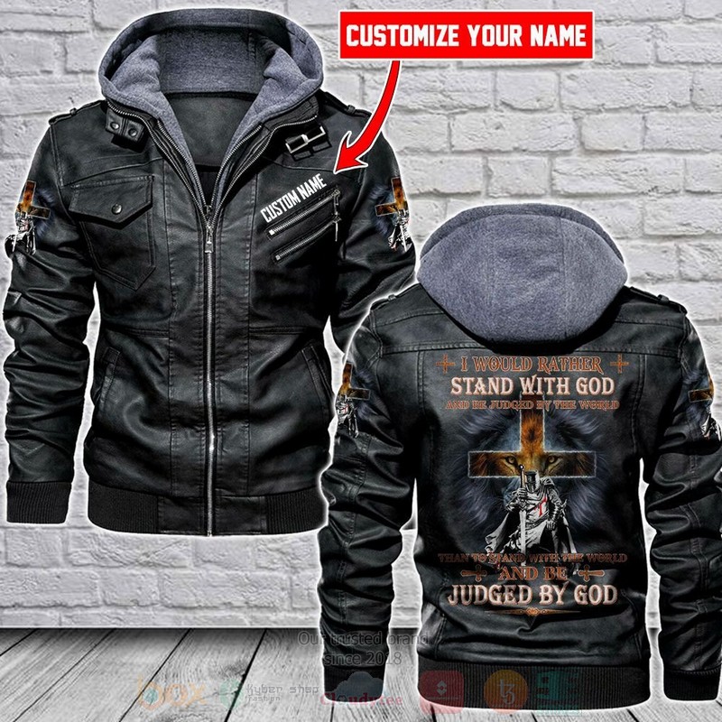 I Would Rather Stand With God Knight Custom Name Leather Jacket