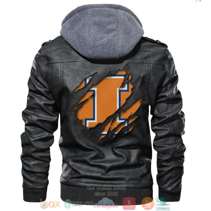 Illinois Fighting Illini NCAA Black Leather Jacket