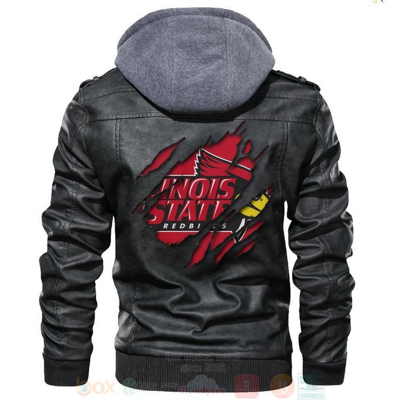 Illinois State Redbirds NCAA Black Motorcycle Leather Jacket